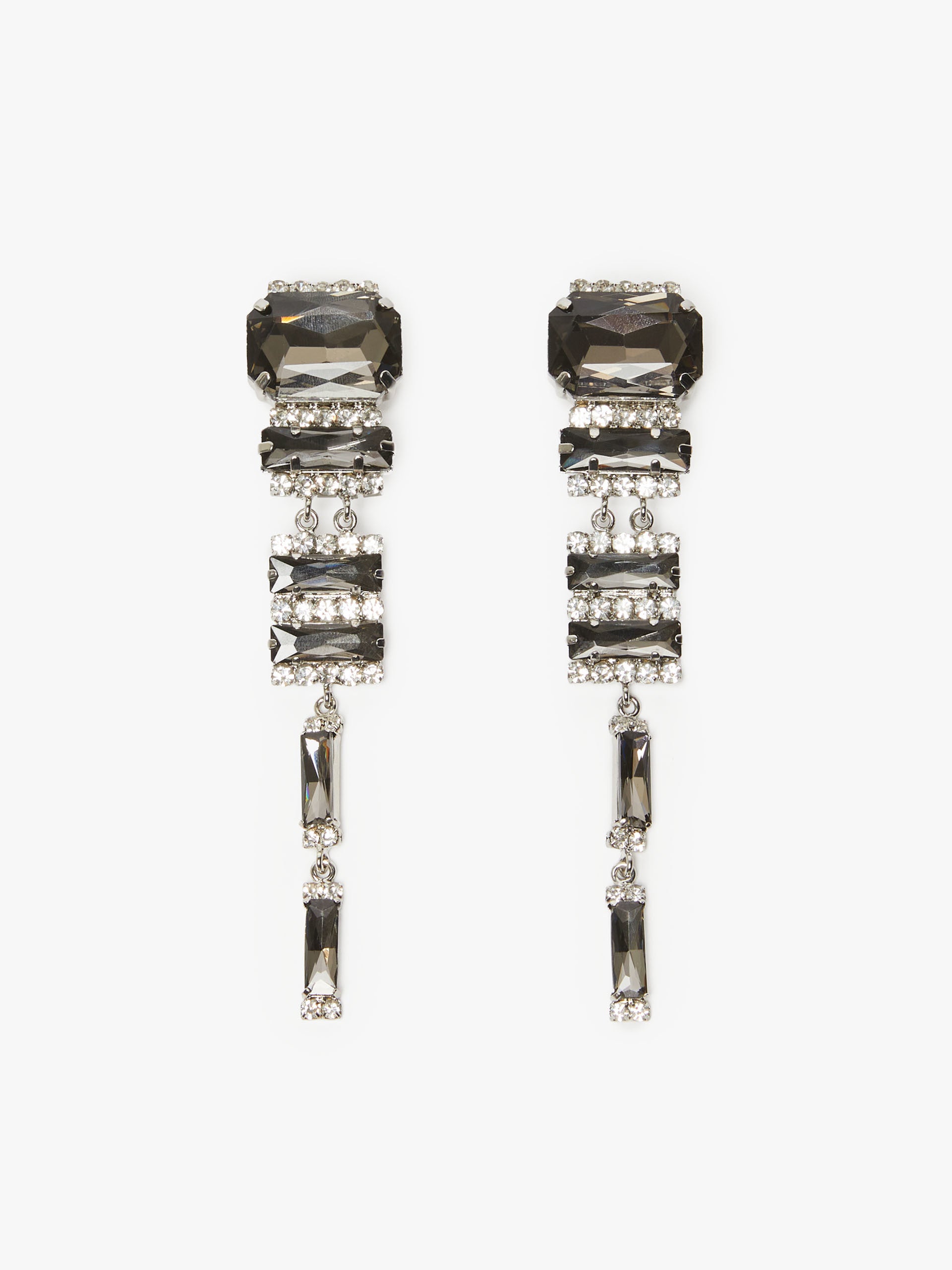Rhinestone Drop Earrings for Women - Dark Grey - Max Mara UAE