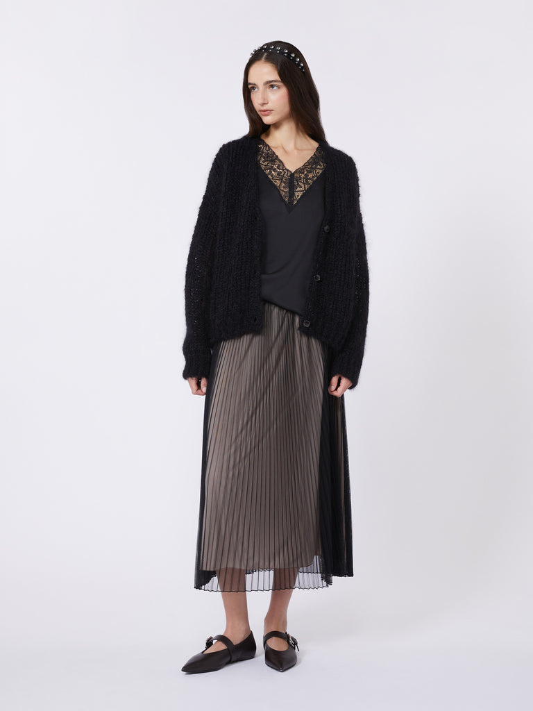 Plissé-pleated tulle skirt