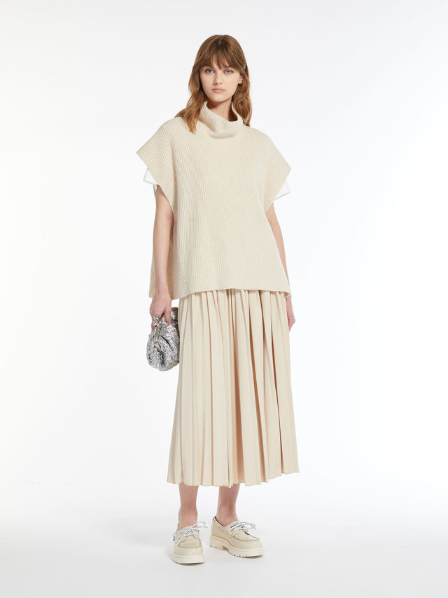 Pleated crepe jersey skirt