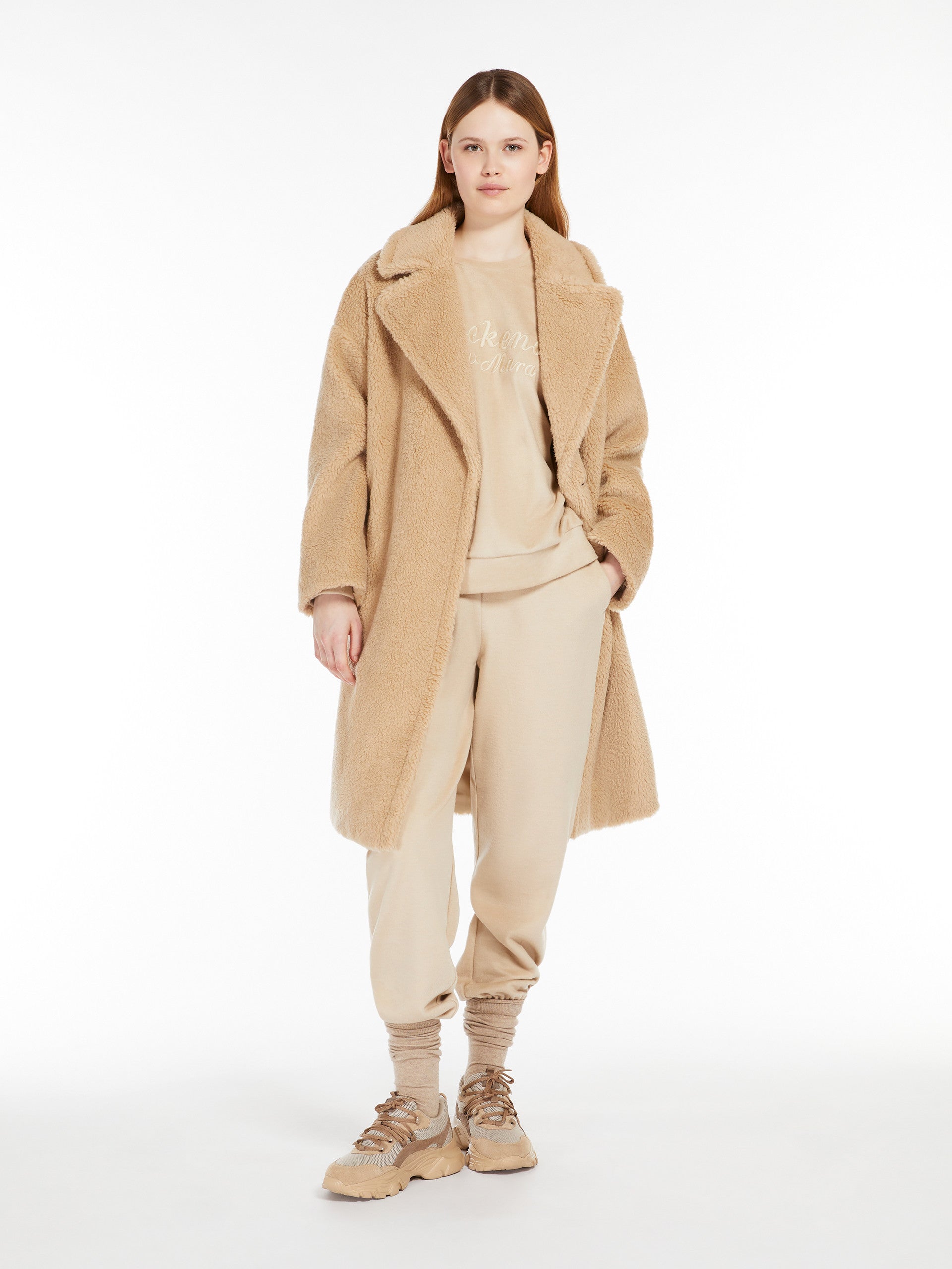 Relaxed-Fit Jersey Broadcloth Trousers for Women - Sand - Max Mara UAE