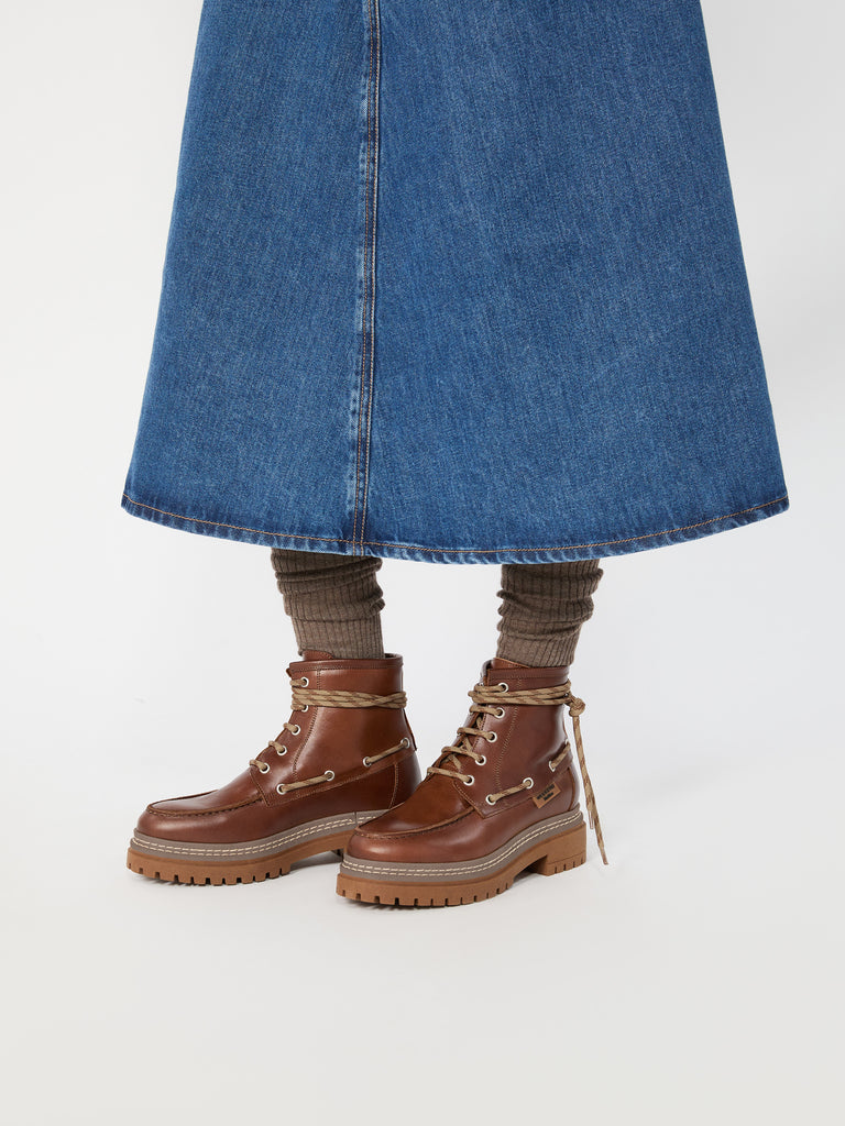 max mara leather lace-up ankle boots