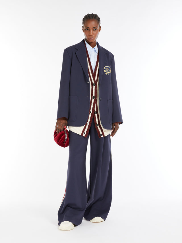 Jersey Blazer With Embroidery for Women - Navy - Max Mara UAE