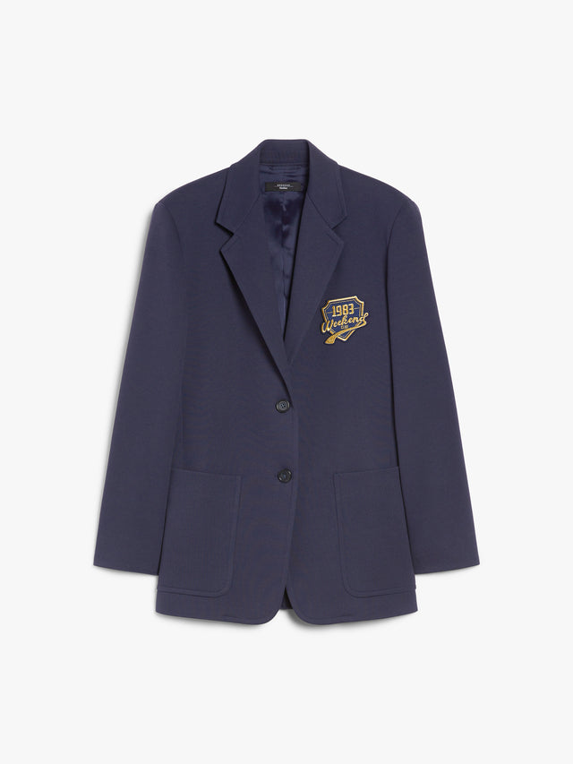 Jersey Blazer With Embroidery for Women - Navy - Max Mara UAE