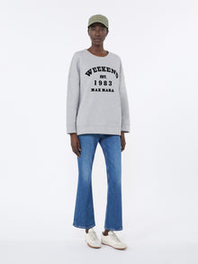 Cotton Crew-Neck Sweatshirt for Women - Light Grey - Max Mara UAE