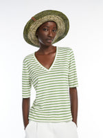 Stretch Linen Jersey T-Shirt for Women - Green - Max Mara UAE