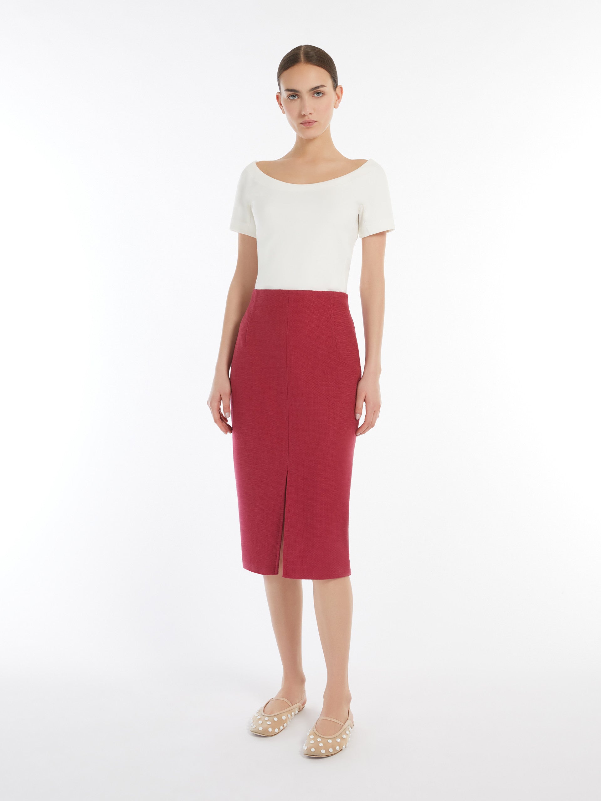 Fitted Stretch Jersey Top for Women - Ivory - Max Mara UAE