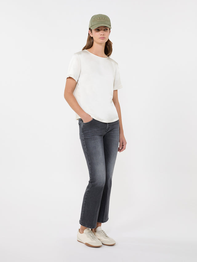 Satin And Jersey T-Shirt for Women - Ecru - Max Mara UAE