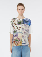 Printed Silk And Stretch Cotton Jersey T-Shirt for Women - Multicolour - Max Mara UAE