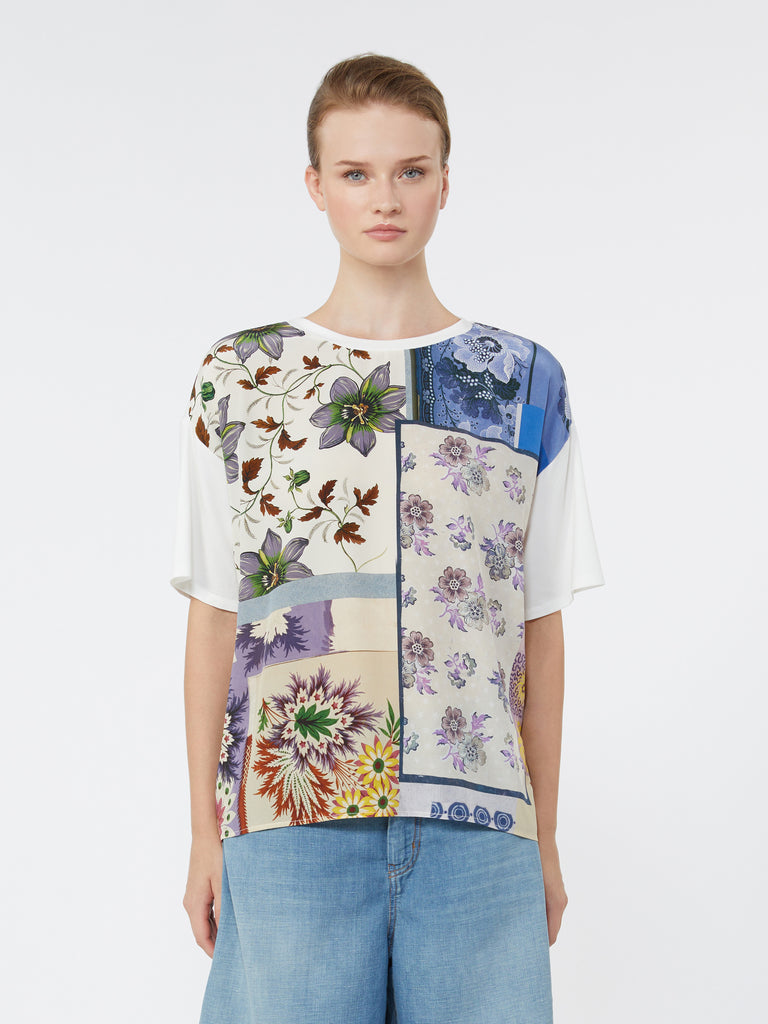max mara printed silk and stretch cotton jersey t-shirt