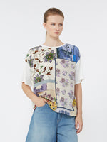 Printed Silk And Stretch Cotton Jersey T-Shirt for Women - Multicolour - Max Mara UAE