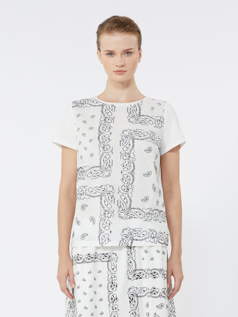 max mara embroidered linen and stretch cotton jersey t-shirt