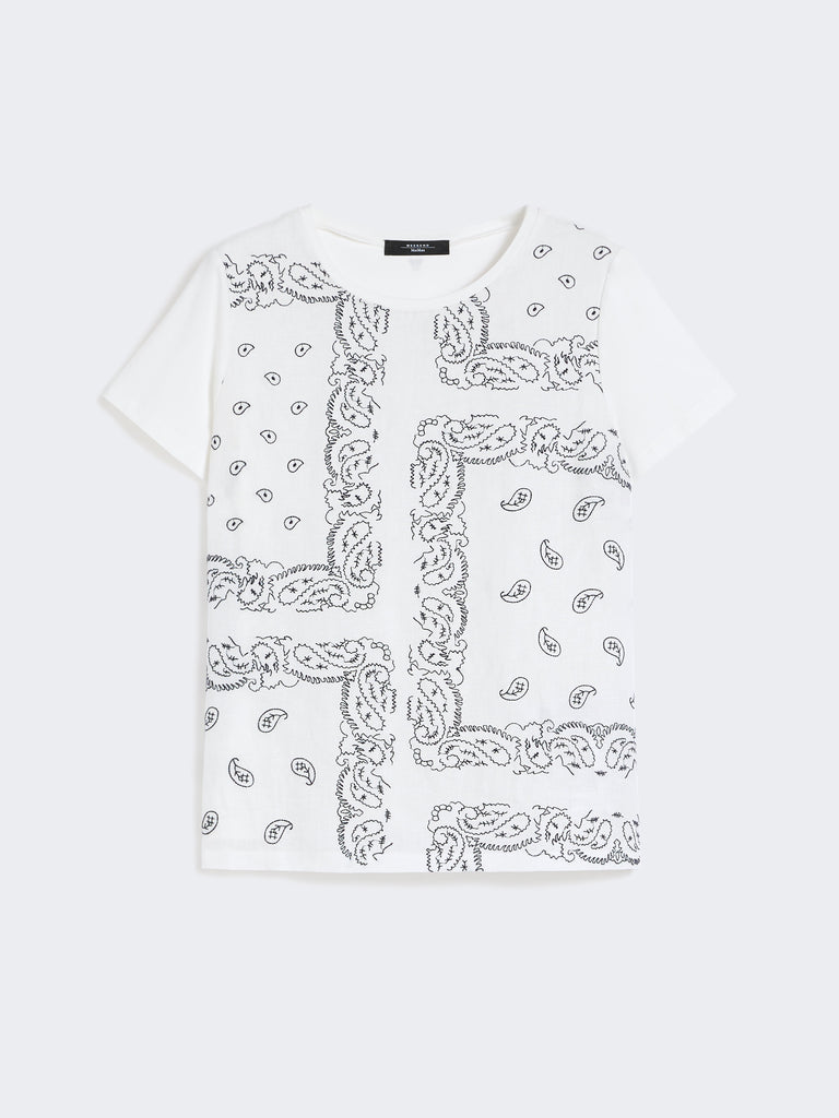 max mara embroidered linen and stretch cotton jersey t-shirt