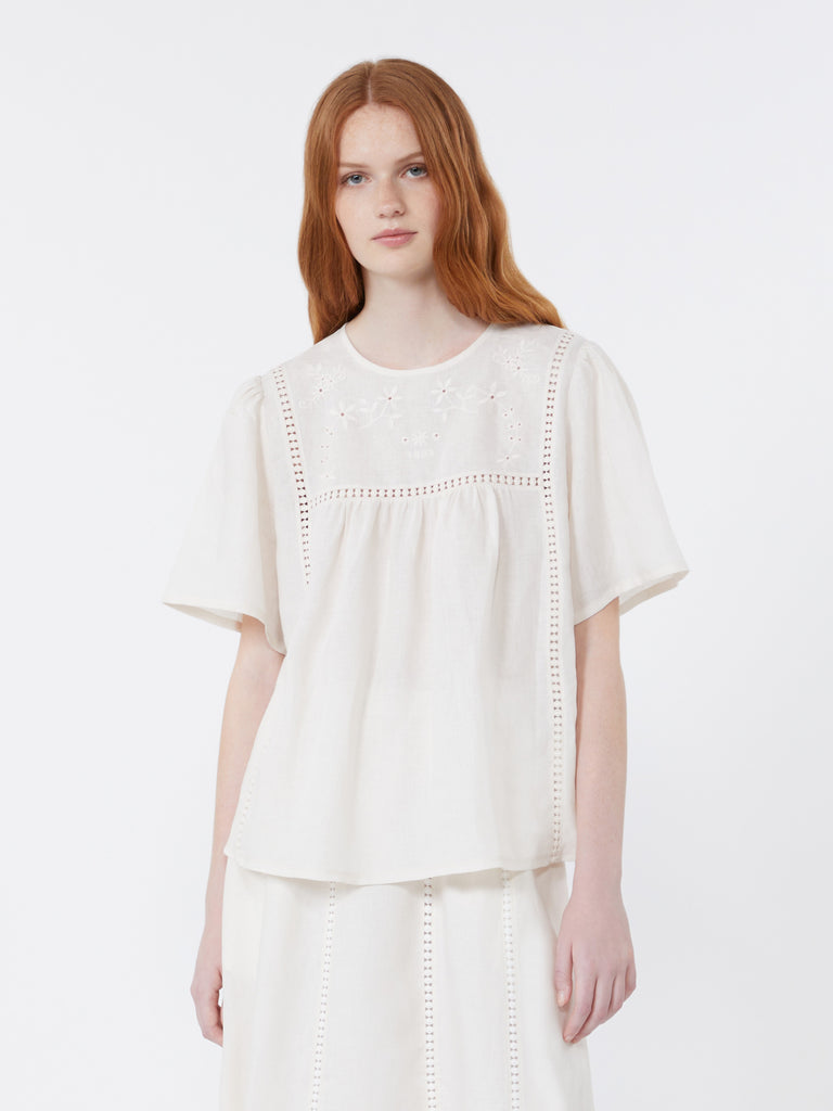 max mara linen canvas and stretch jersey top