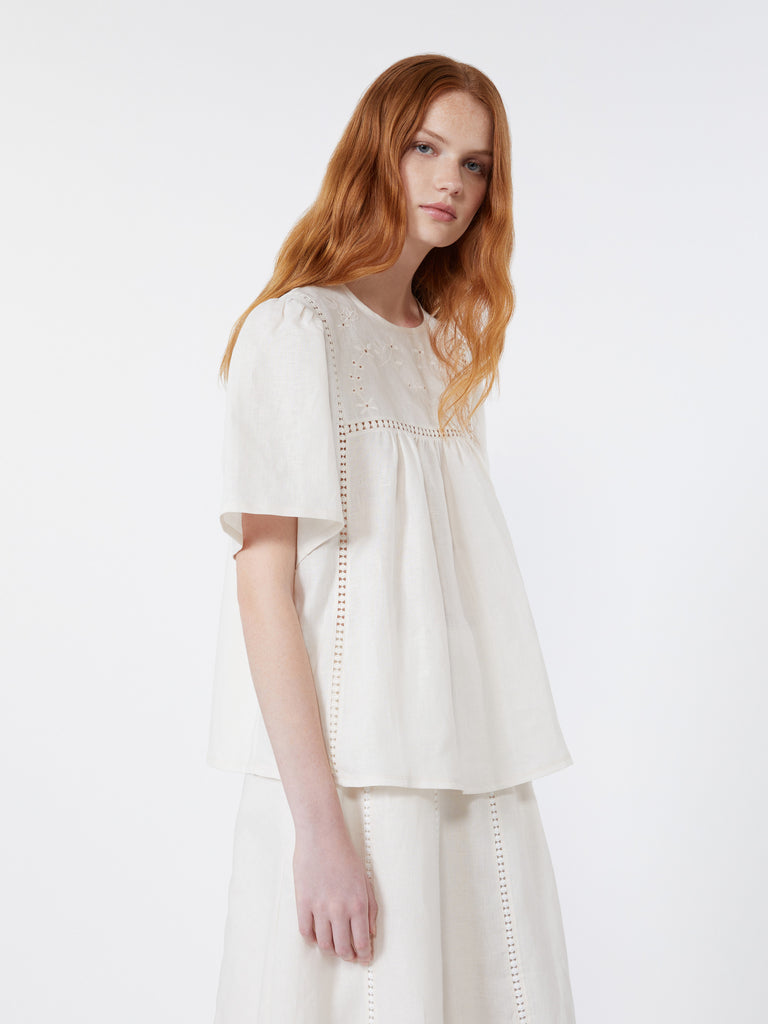 max mara linen canvas and stretch jersey top