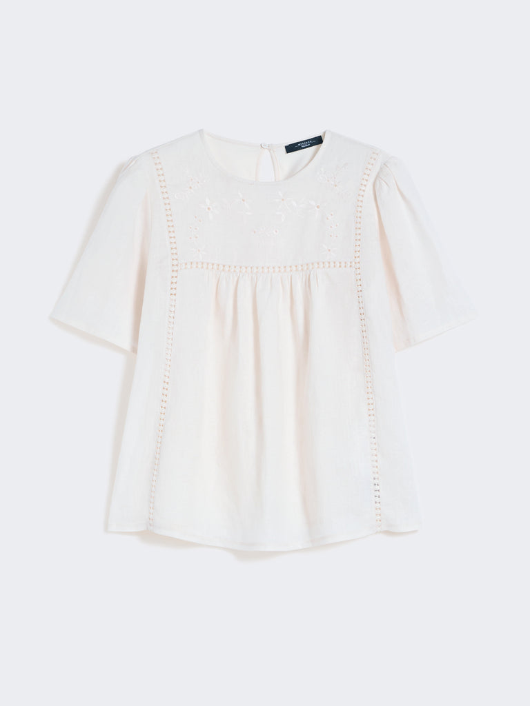 max mara linen canvas and stretch jersey top