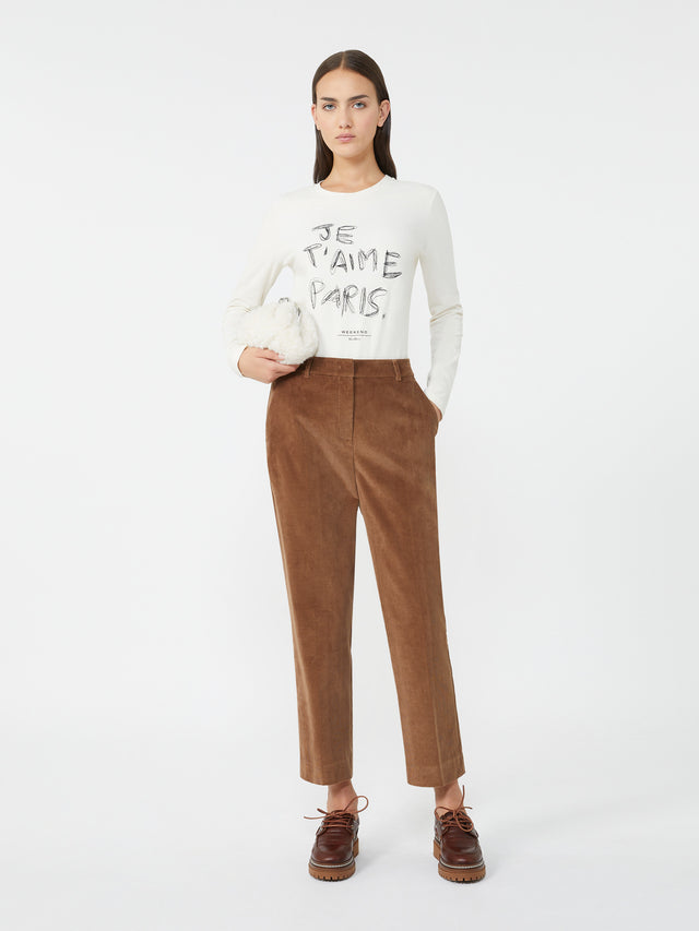 Fitted Stretch Jersey T-Shirt for Women - Ecru - Max Mara UAE