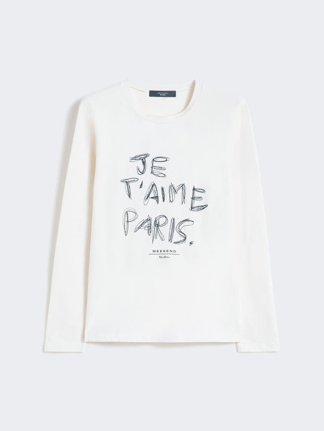 Fitted Stretch Jersey T-Shirt for Women - Ecru - Max Mara UAE