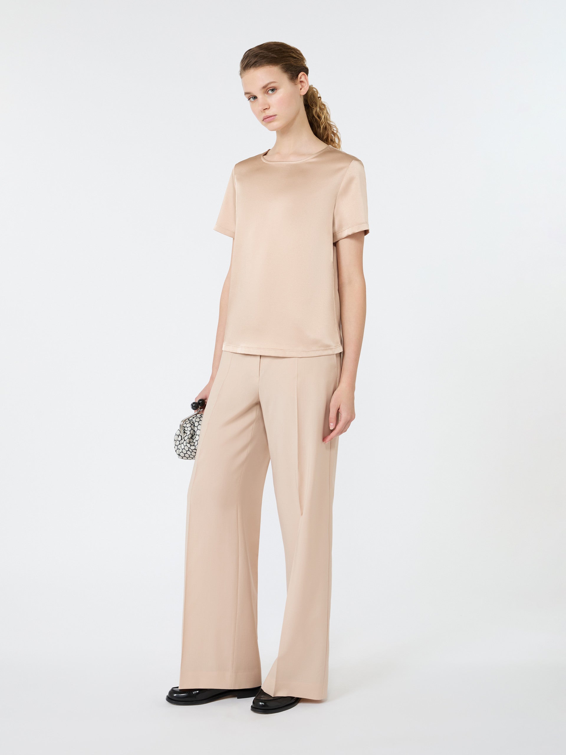 max mara satin crew-neck t-shirt for women