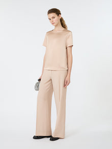 Satin Crew-Neck T-Shirt for Women - Pink - Max Mara UAE
