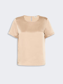 Satin Crew-Neck T-Shirt for Women - Pink - Max Mara UAE