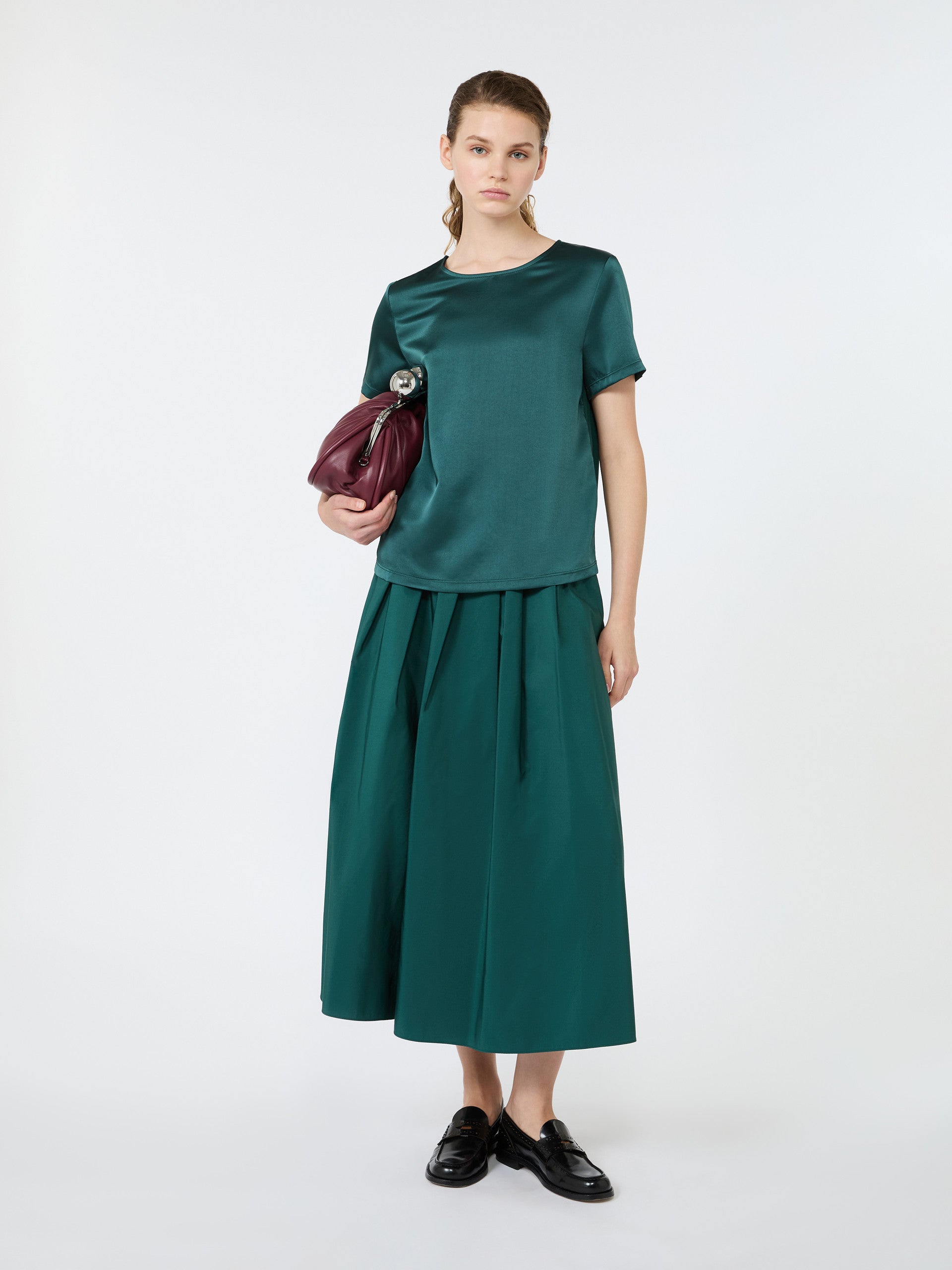 max mara satin crew-neck t-shirt for women