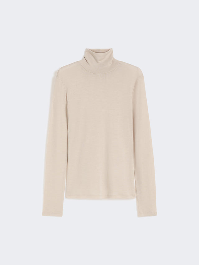 Wool And Silk Gauze Turtleneck for Women - Beige - Max Mara UAE