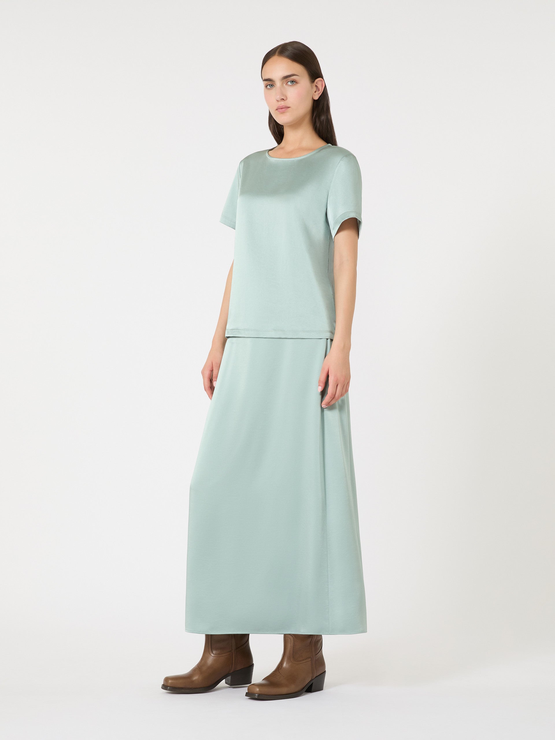 Satin And Jersey T-Shirt for Women - Jade - Max Mara UAE