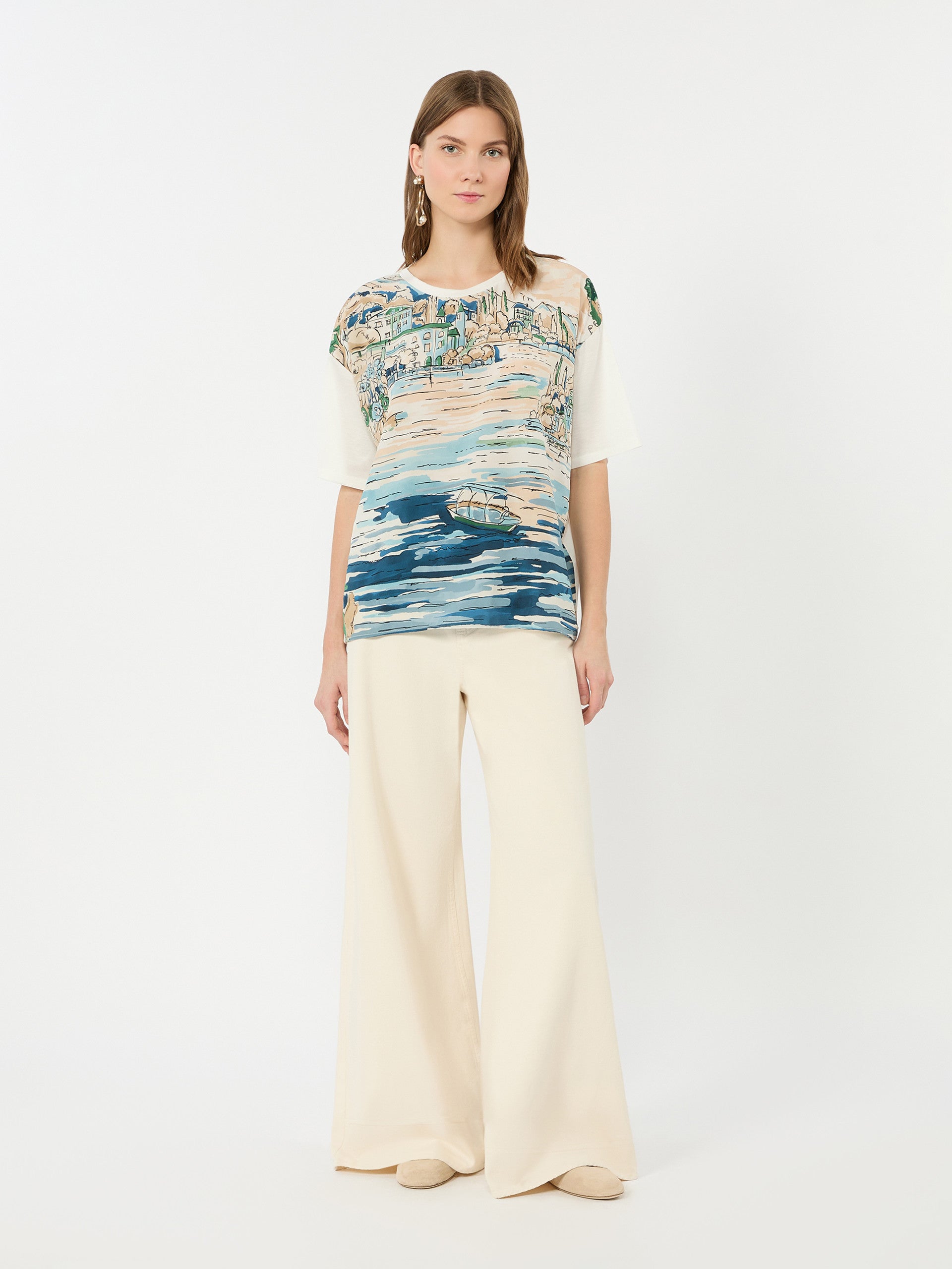 max mara jersey and printed silk t-shirt for women