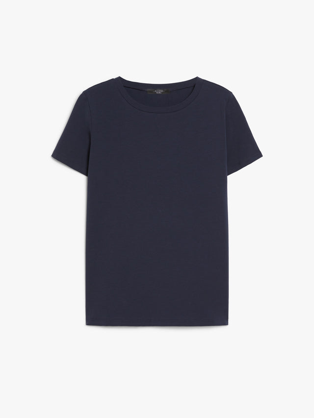 Stretch Organic Cotton T-Shirt for Women - Navy - Max Mara UAE