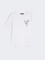 Jersey T-Shirt With Graphics for Women - White - Max Mara UAE