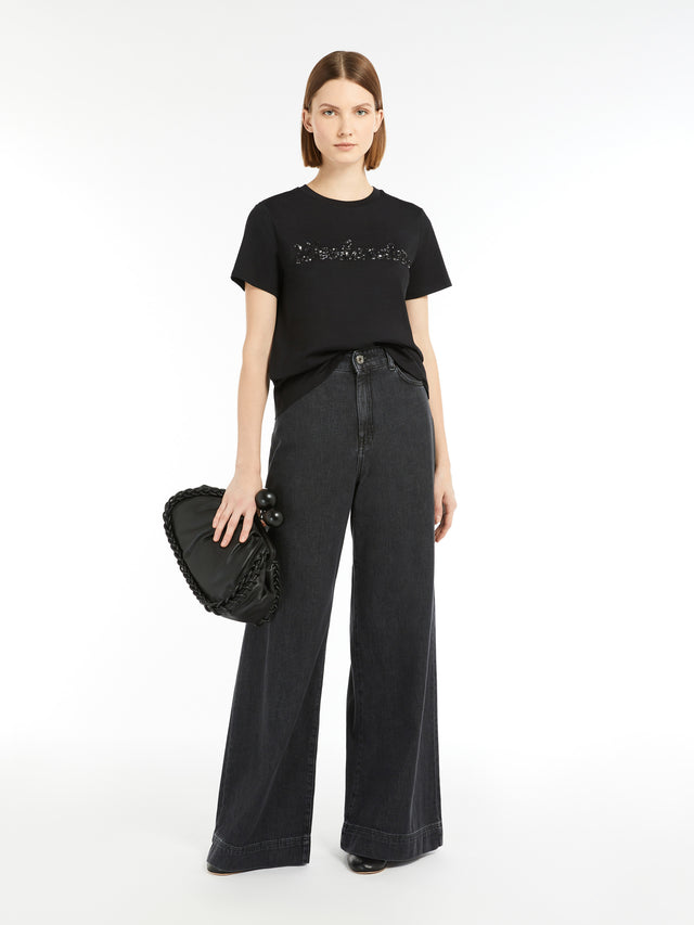 Cotton Jersey T-Shirt for Women - Black - Max Mara UAE