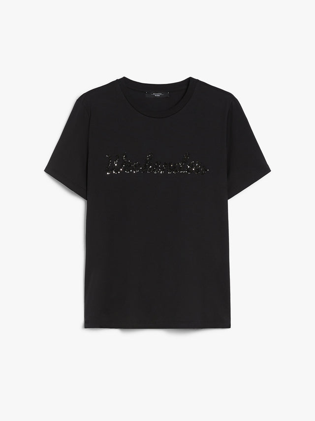 Cotton Jersey T-Shirt for Women - Black - Max Mara UAE