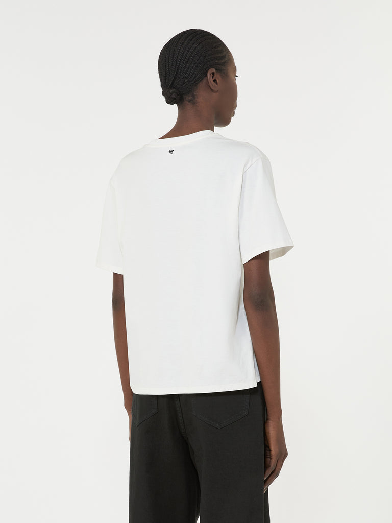 Print and embroidery-adorned jersey T-shirt