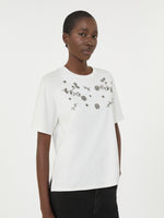 Print and embroidery-adorned jersey T-shirt