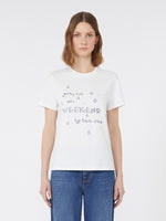 Cotton Print T-Shirt for Women - White - Max Mara UAE