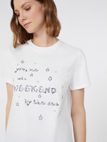 Cotton Print T-Shirt for Women - White - Max Mara UAE
