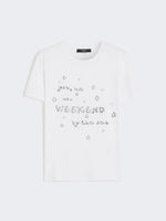 Cotton Print T-Shirt for Women - White - Max Mara UAE
