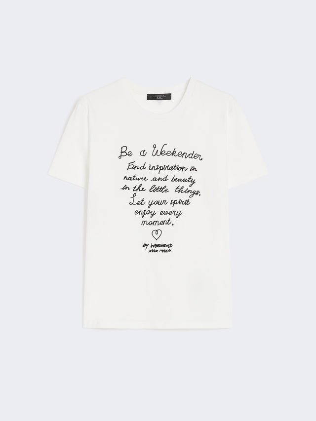Cotton Print T-Shirt for Women - White - Max Mara UAE