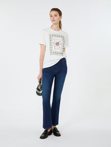 Cotton Print T-Shirt for Women - White - Max Mara UAE