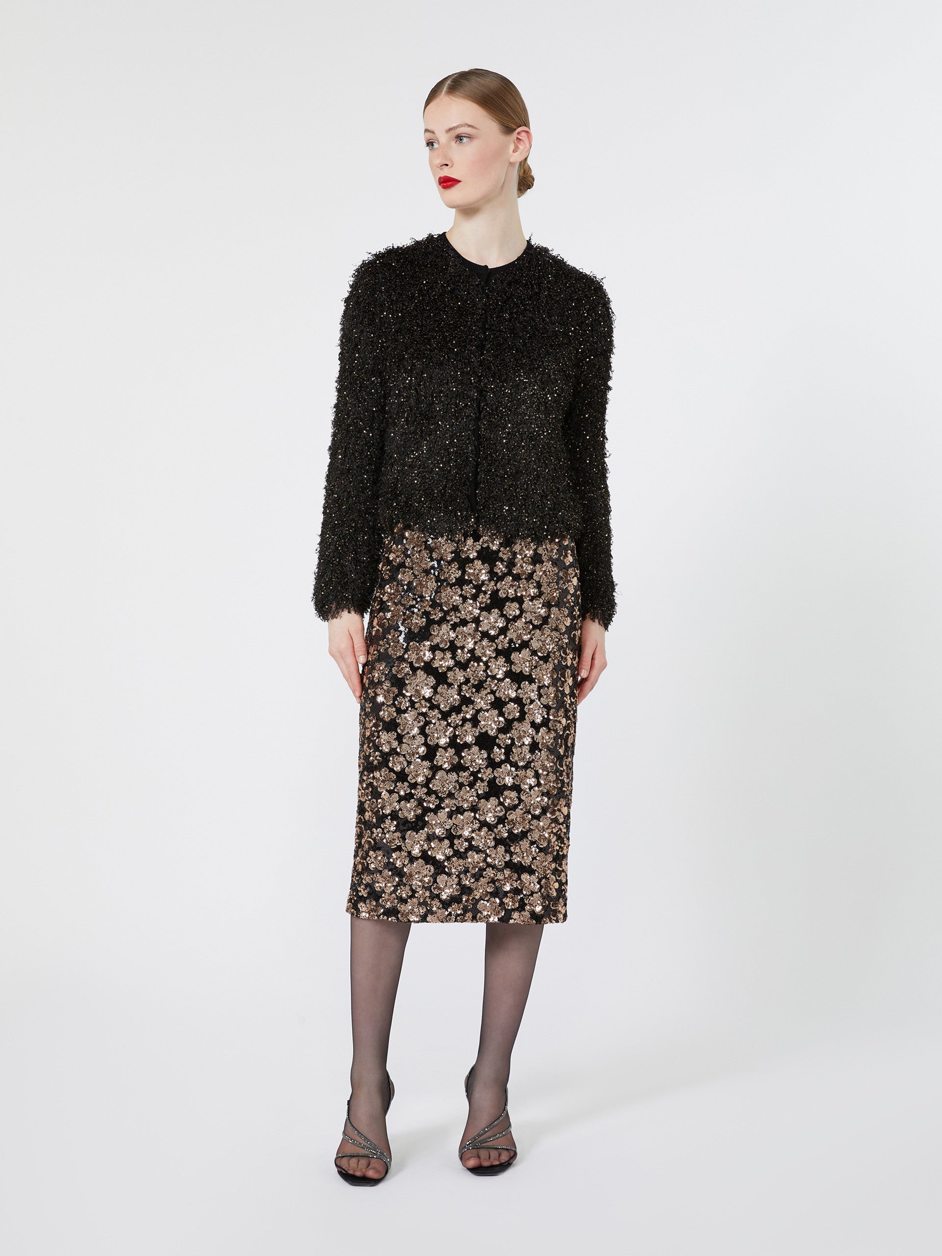 max mara sequinned and embroidered tulle pencil skirt for women