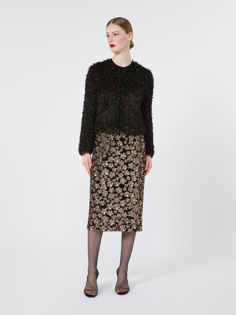 max mara sequinned and embroidered tulle pencil skirt