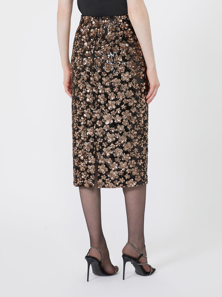 max mara sequinned and embroidered tulle pencil skirt