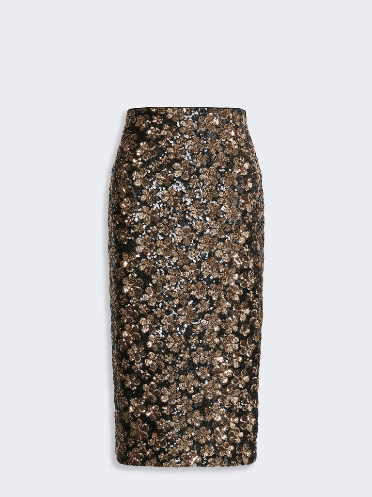 max mara sequinned and embroidered tulle pencil skirt