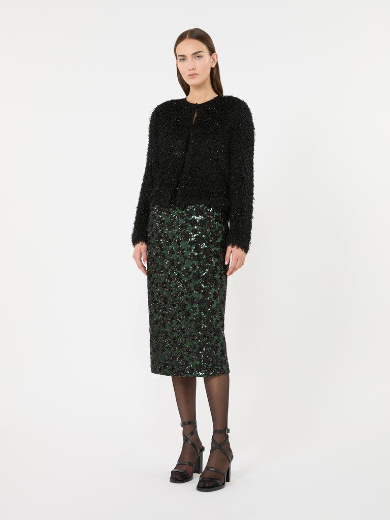 max mara sequinned and embroidered tulle pencil skirt