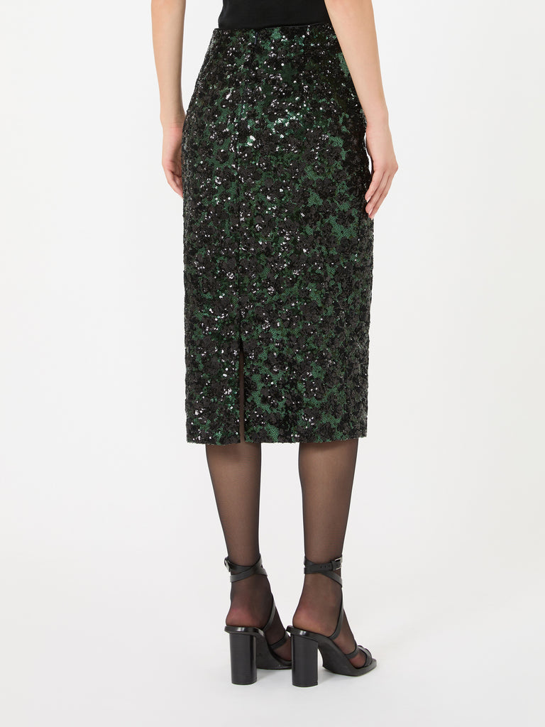 max mara sequinned and embroidered tulle pencil skirt