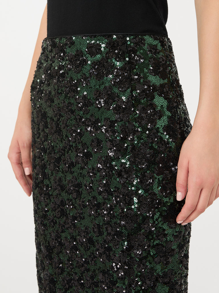 max mara sequinned and embroidered tulle pencil skirt