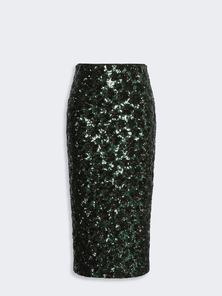 max mara sequinned and embroidered tulle pencil skirt