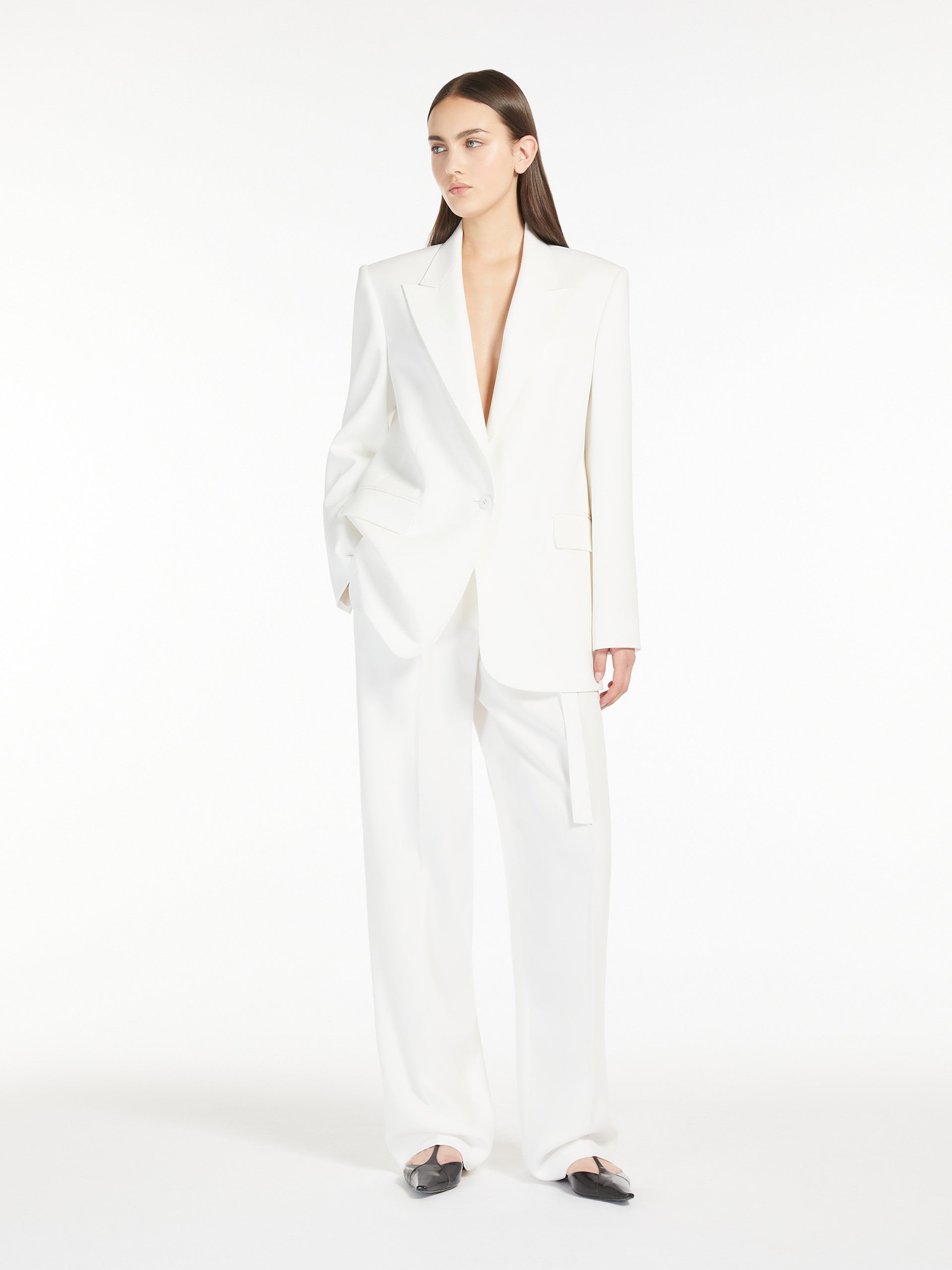Long Cady Trousers for Women - White - Max Mara UAE