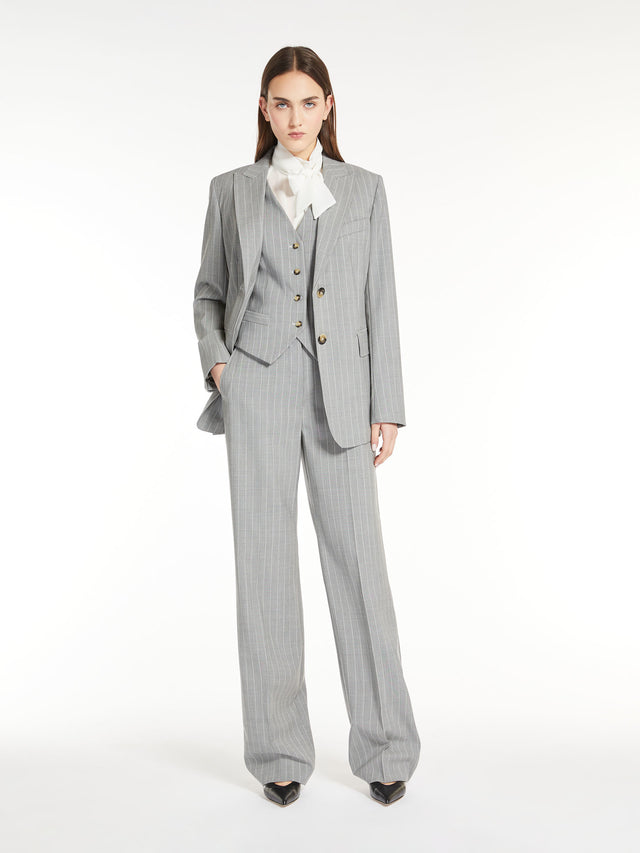 Pinstripe wool trousers