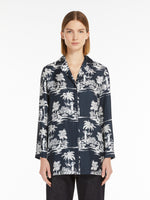 Printed Silk Pyjama Shirt for Women - Midnightblue - Max Mara UAE